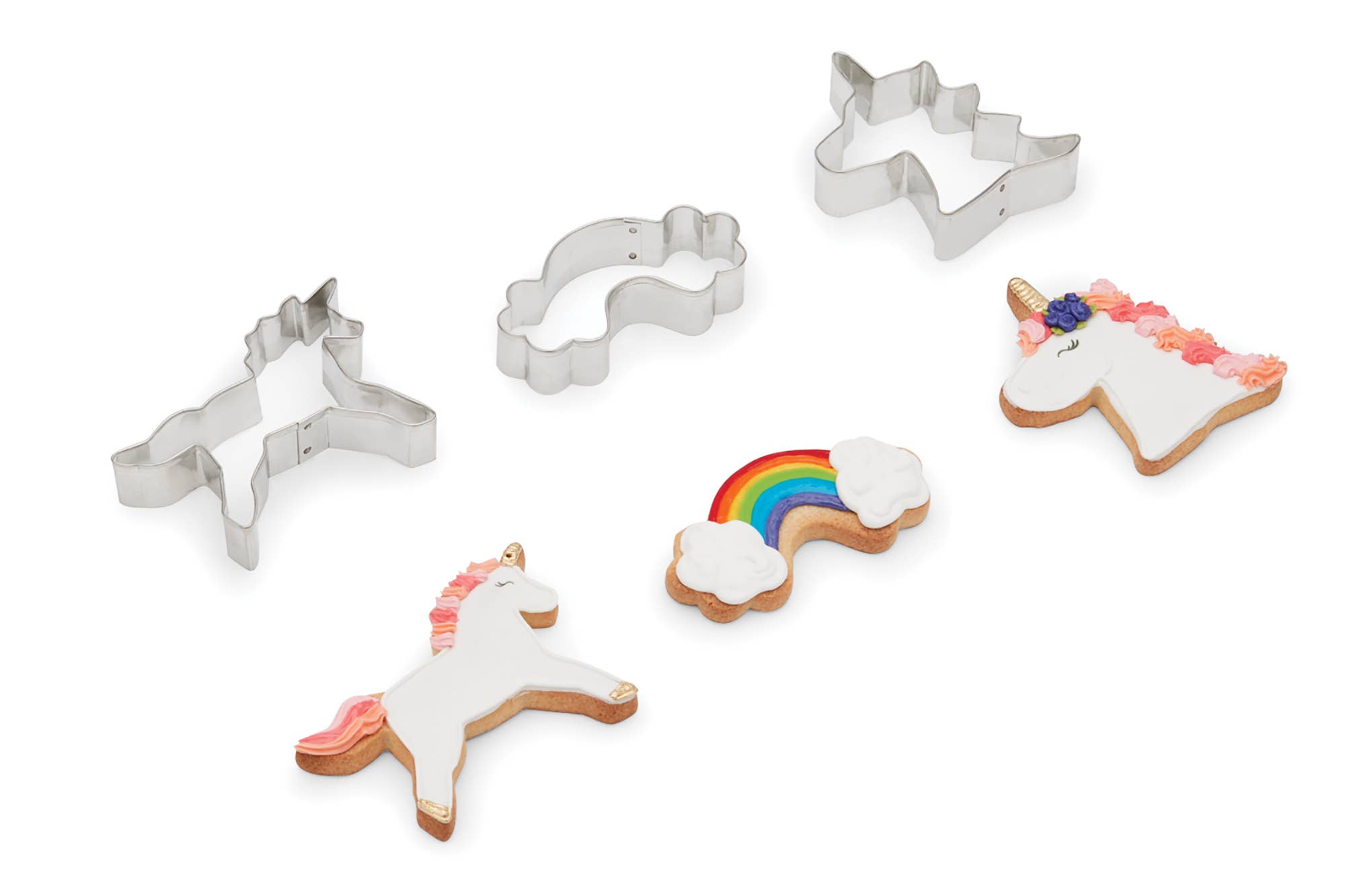Fox Run Stainless Steel Unicorn Cookie Cutter, Set 3, 4"