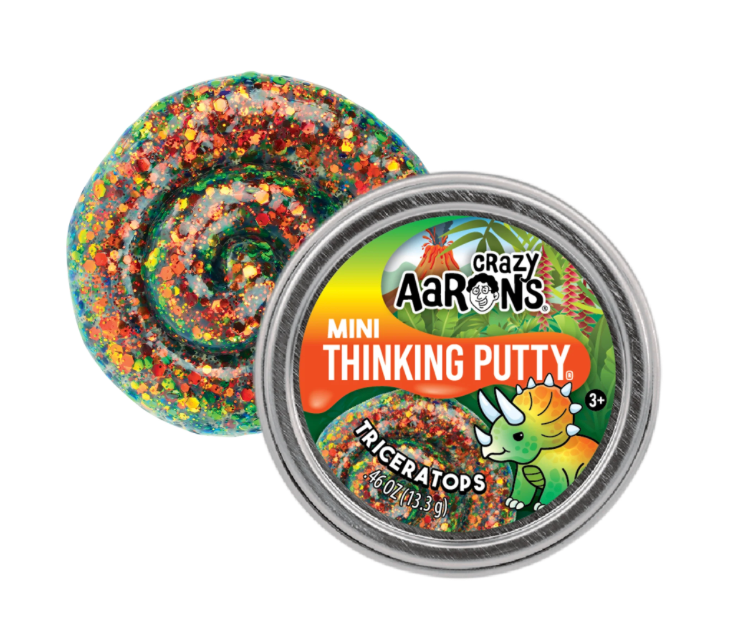 Crazy Aaron's 2" Thinking Putty Dino Mini Tin - Triceratops