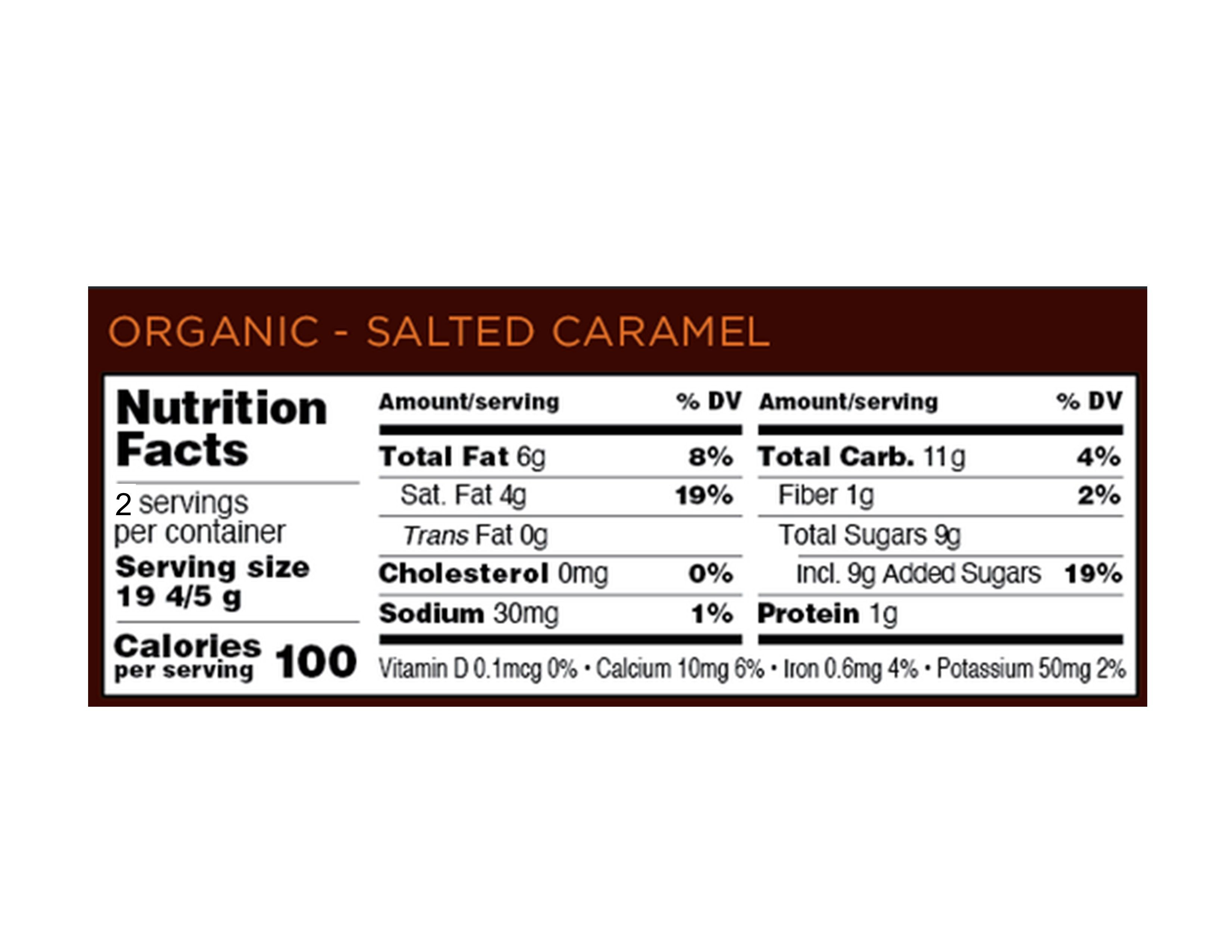 Organic Dark Chocolate Salted Caramel Large Bar,  1.4 oz