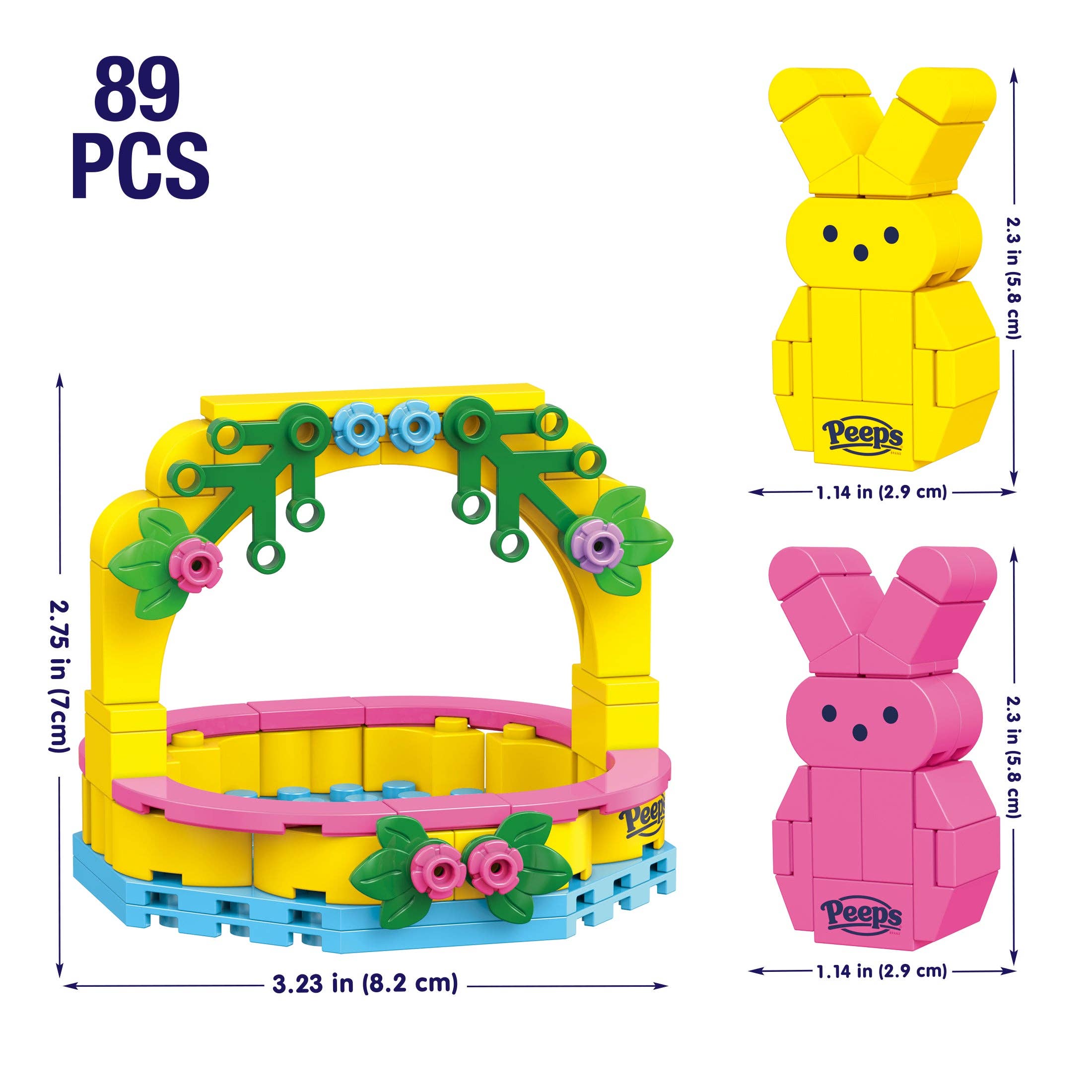 Peeps Easter Basket Pink and Yellow Brick Building Set