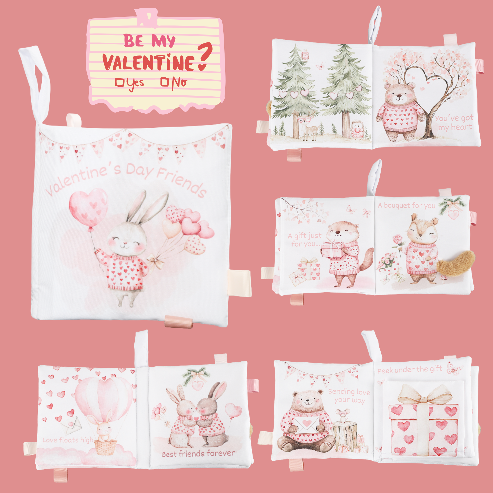 Valentines – 10-Page Crinkle Cloth Book for Babies Taggies