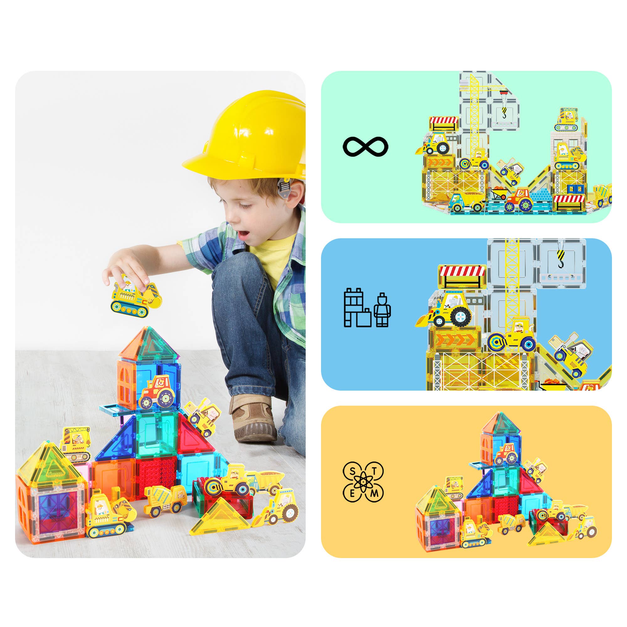 PicassoTiles 8pc Construction Magnetic Action Figures