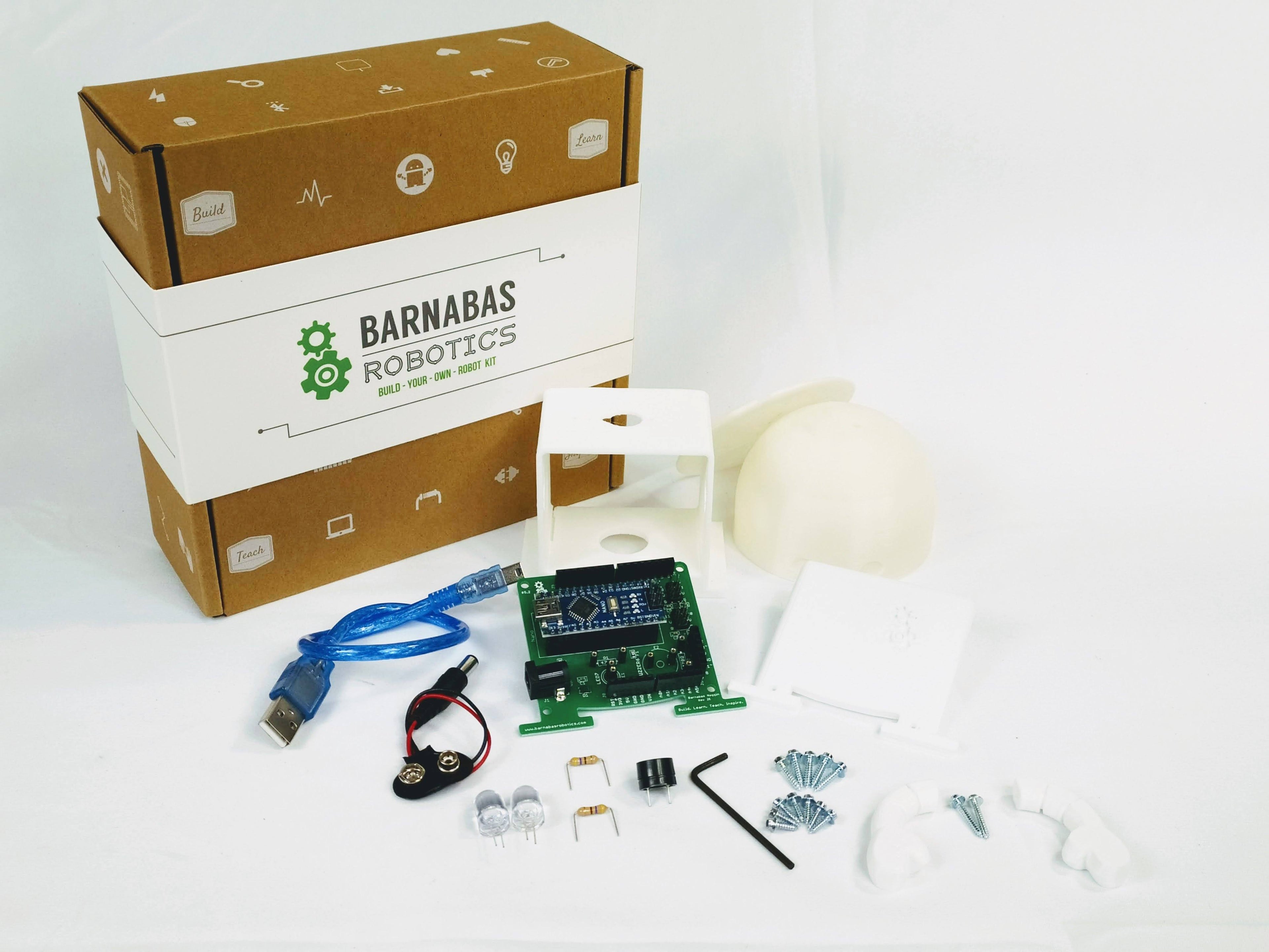 Barnabas-Bot: Arduino-Compatible 3-D Printed Robot Kit (Ages 9-12)