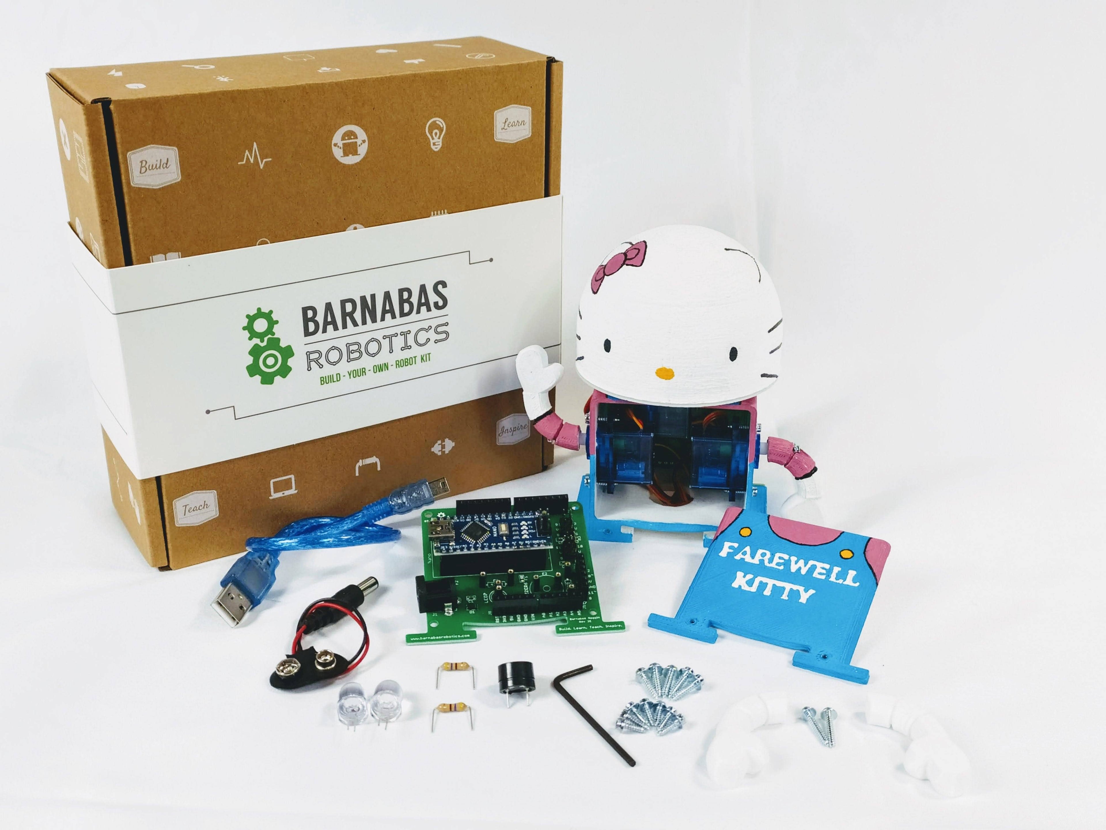 Barnabas-Bot: Arduino-Compatible 3-D Printed Robot Kit (Ages 9-12)