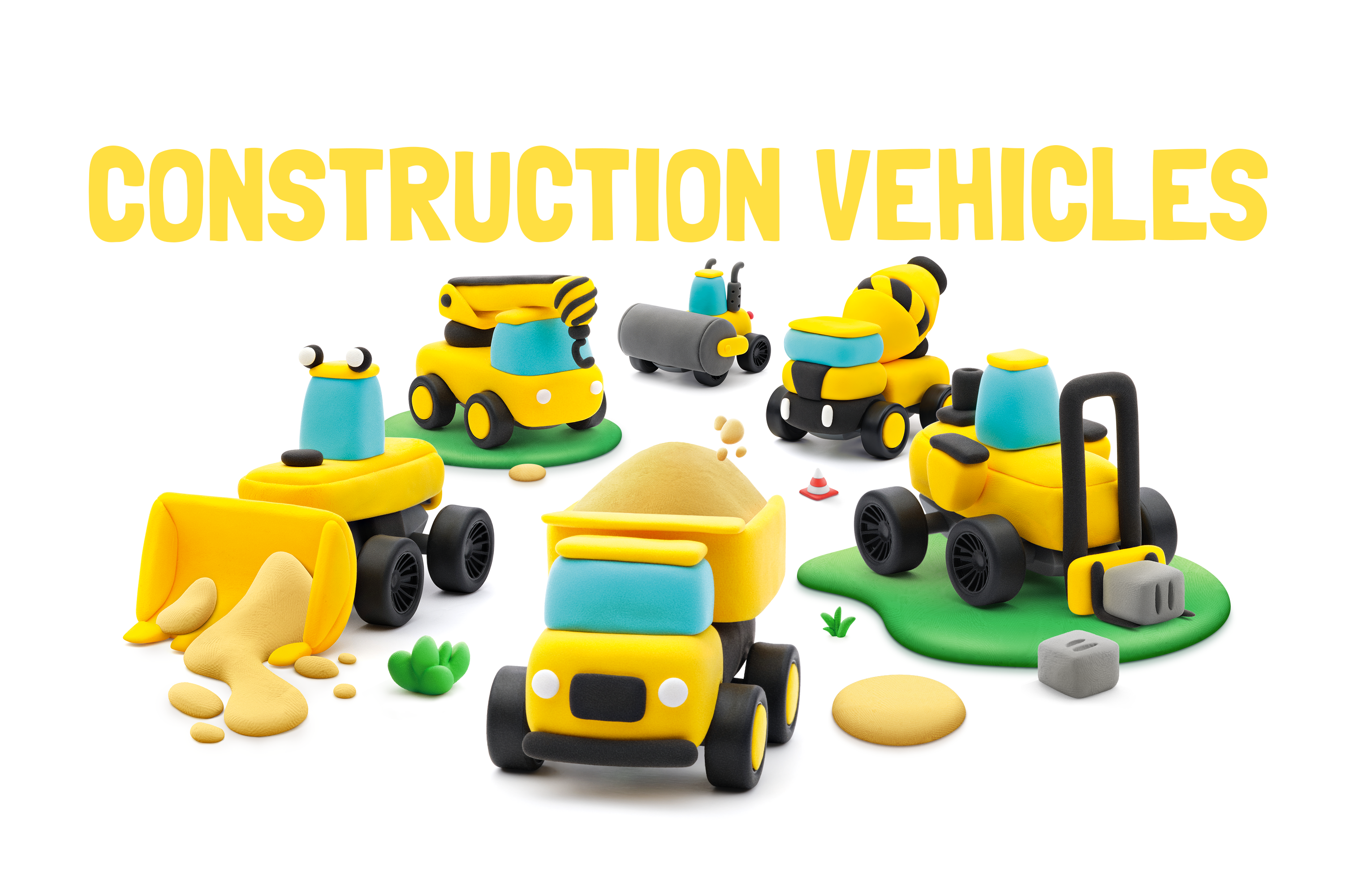 Hey Clay Construction Vehicles
