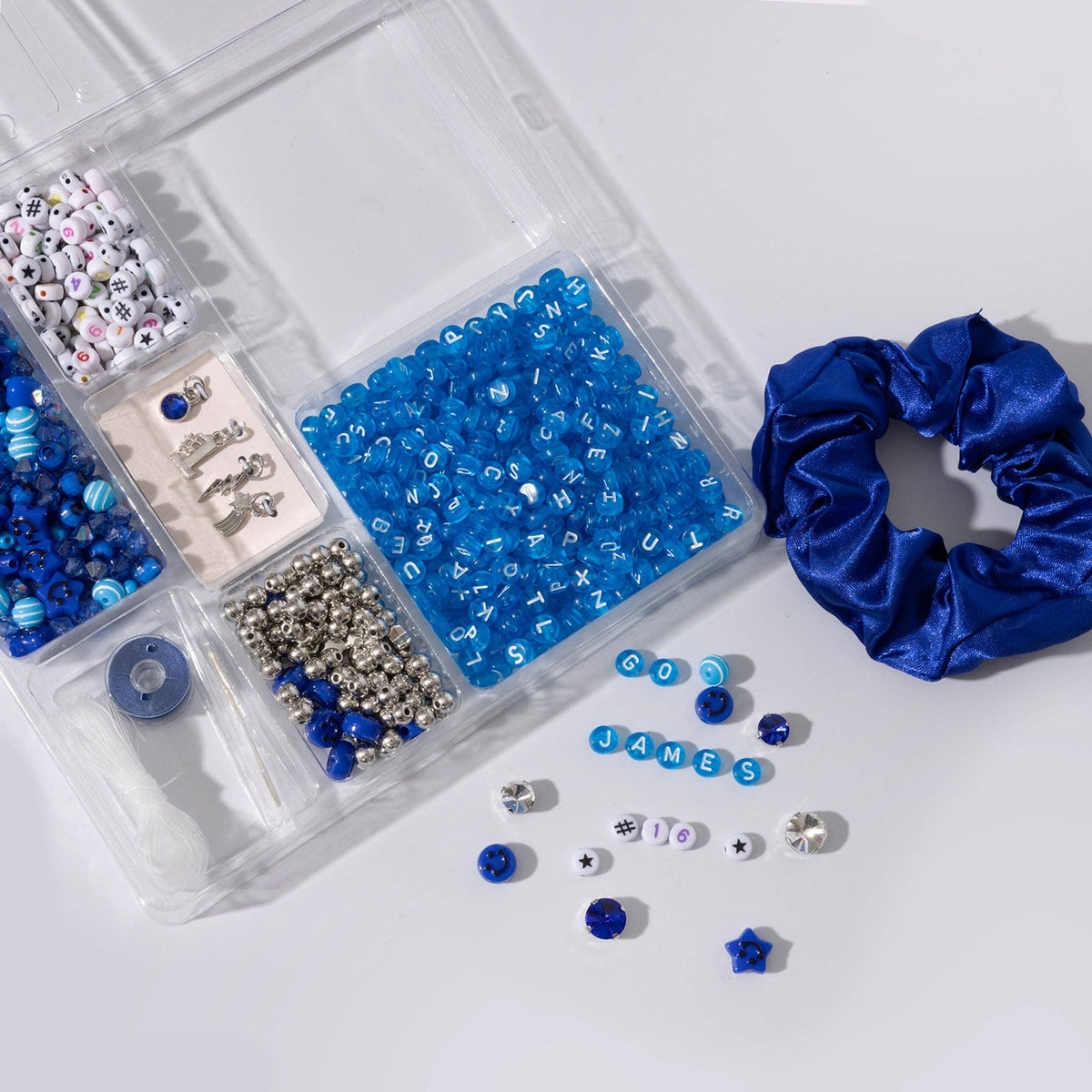 Blue DIY Beaded Scrunchie Kit