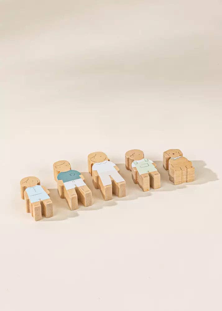 Set of 5 Family Wooden Doll House Characters