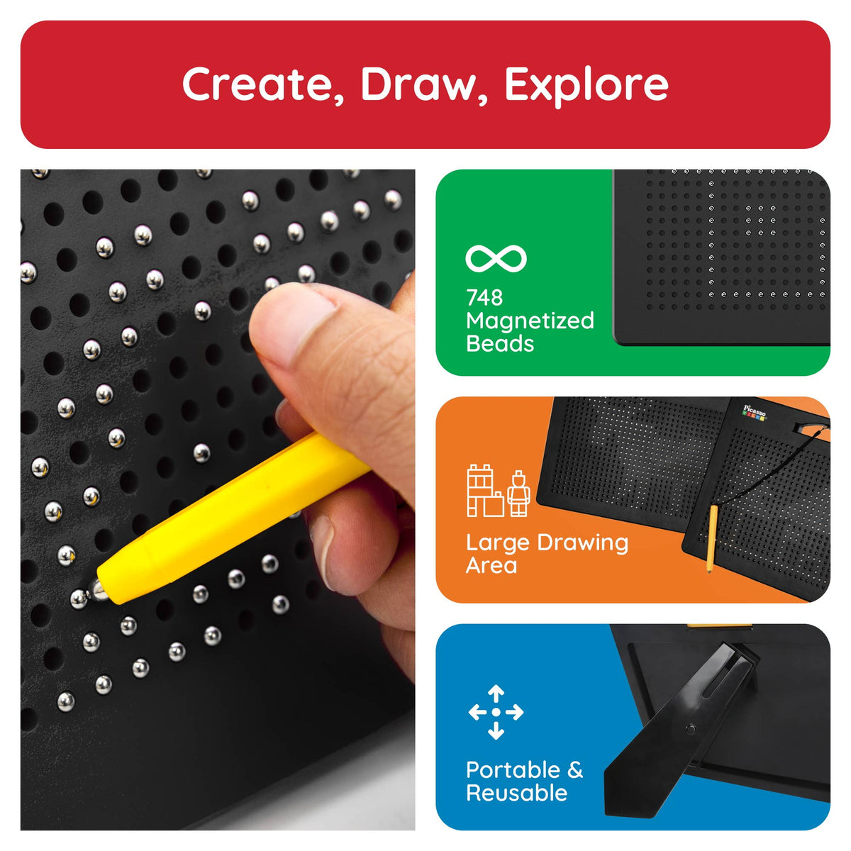 PicassoTiles Freestyle Magnetic Drawing Board