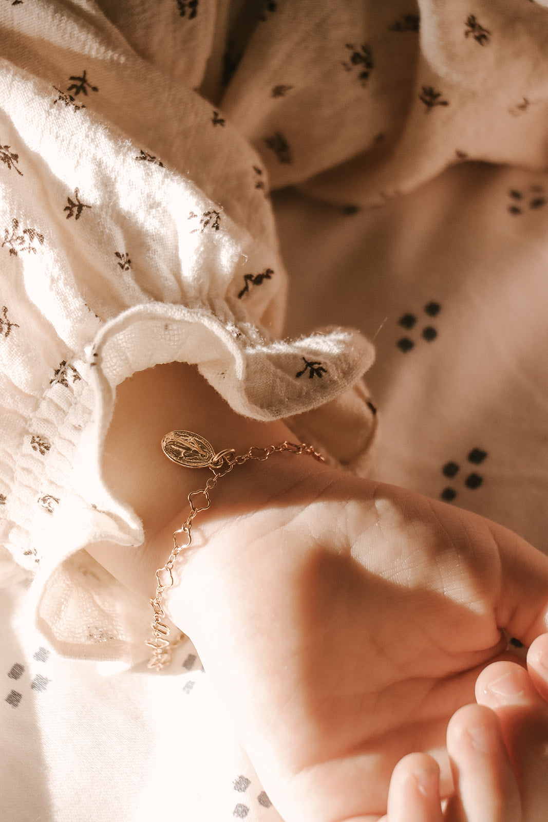 Miraculous Medal Floral Bracelet Set - Mommy and Me