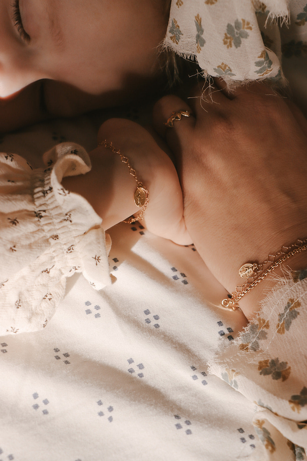 Miraculous Medal Floral Bracelet Set - Mommy and Me